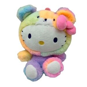 Hello Kitty Rainbow Sherbet Bear Stuffed Plush Animal Toy 8.5 inch Sanrio Toy